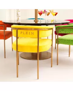 Philipp Plein Yellow Monogram Dining Chair